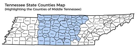 middle tenn. vs tennessee|list of middle tennessee counties.